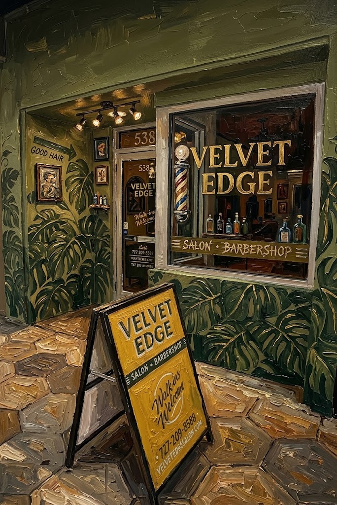 Painting of the Velvet Edge storefront on Central Avenue
